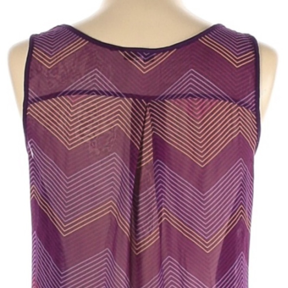 ANA L purple knit front sheer back sleeveless top - Picture 9 of 16